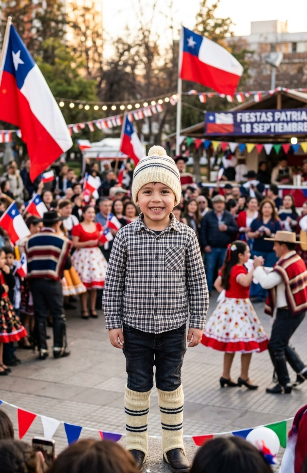 Set De Gorro Y Polainas Chilote Bailes Típico Fiestas Patrias