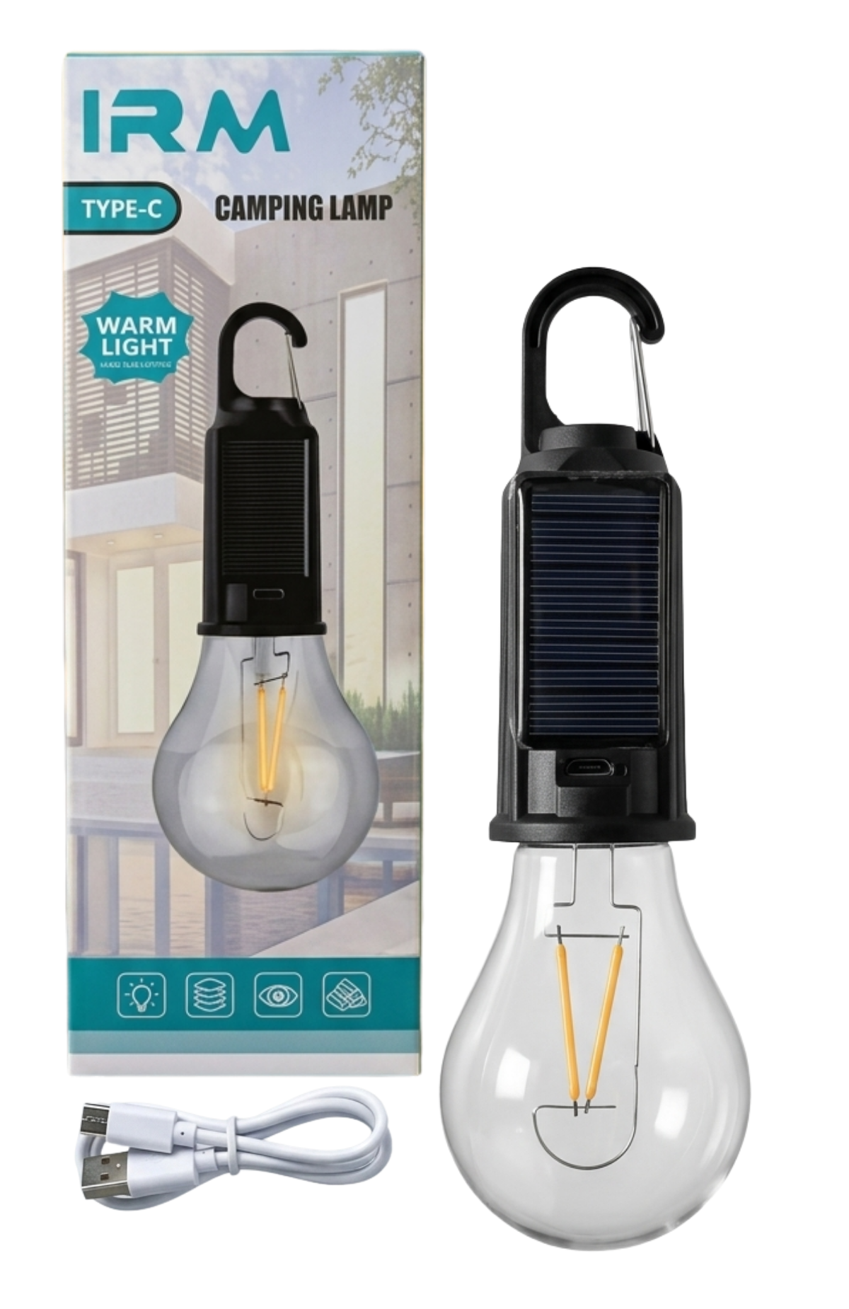 Lámpara Foco Led Colgante Camping Recargable Usb - Solar