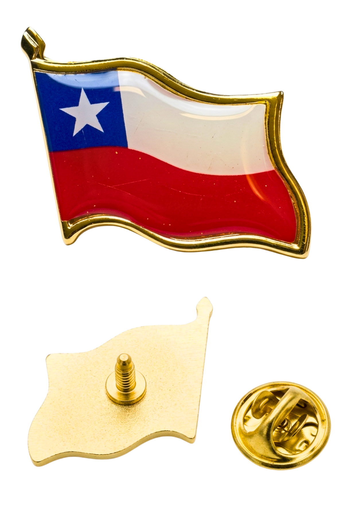 Pack 12 Piochas Pin Bandera Chile Metalica Boton Broche