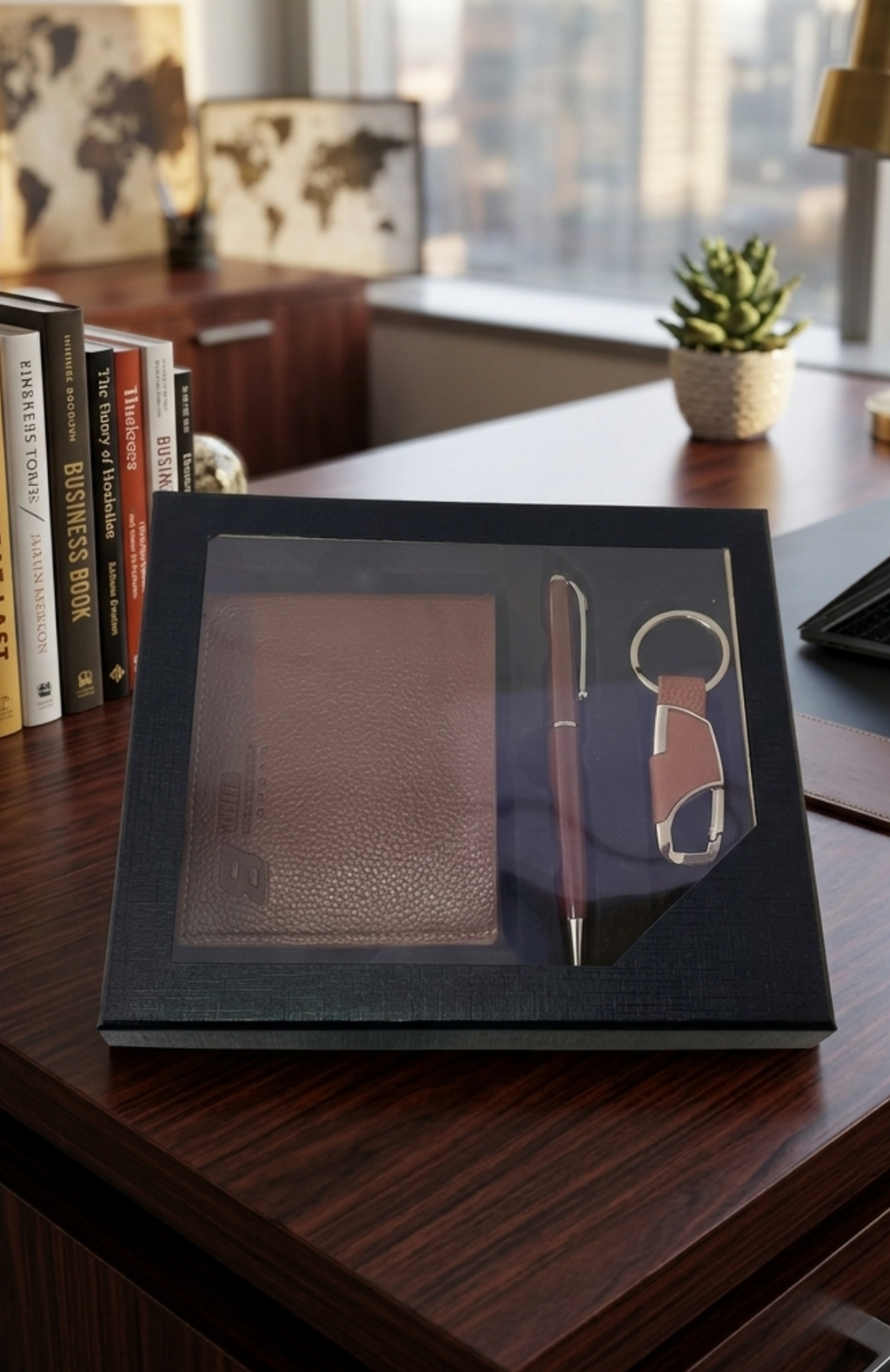Set De Regalo Hombre Billetera Lapicero Y Llavero Elegante