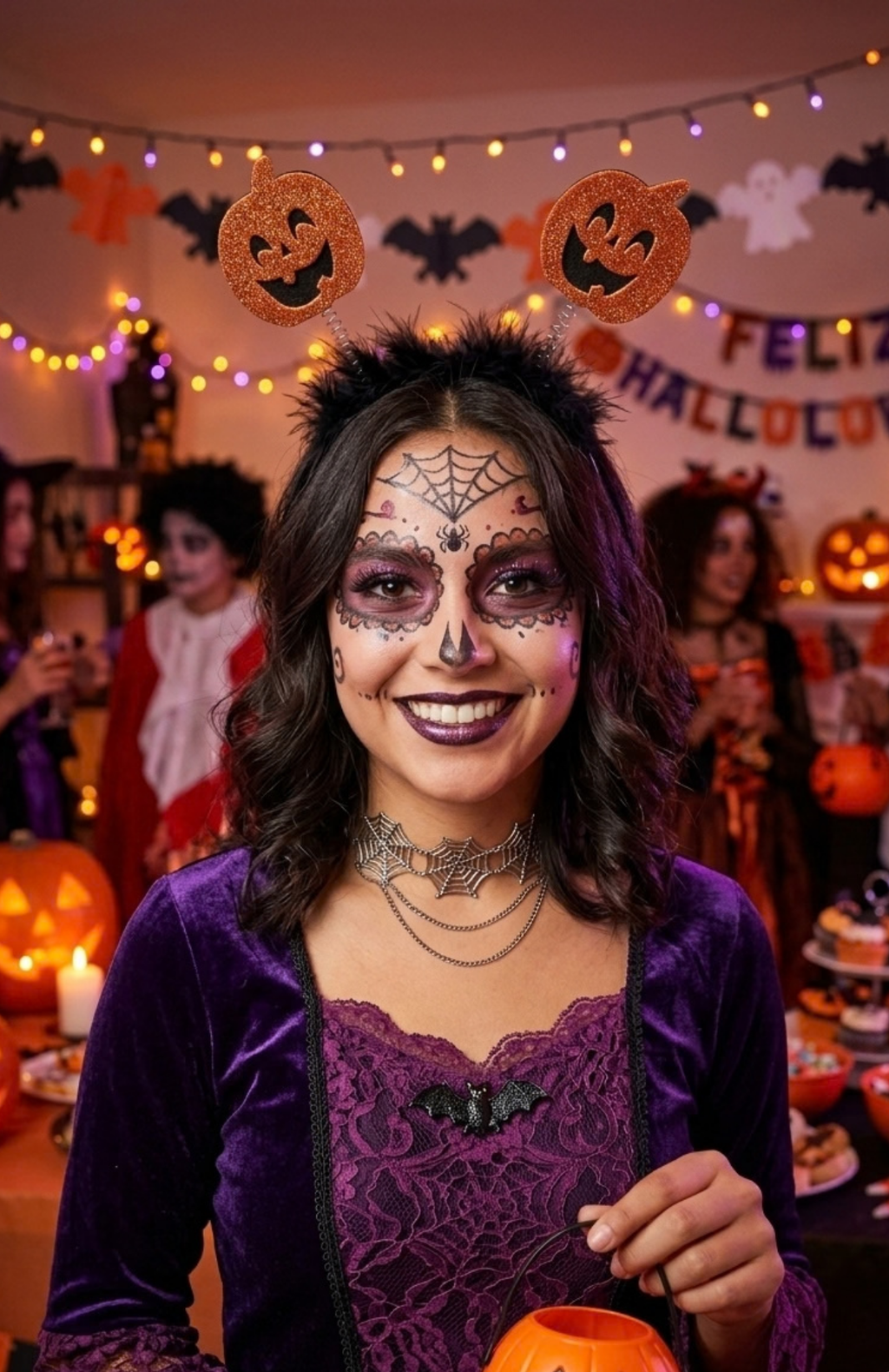 Cintillo Diadema Calabazas Resortes Halloween Disfraz Fiesta