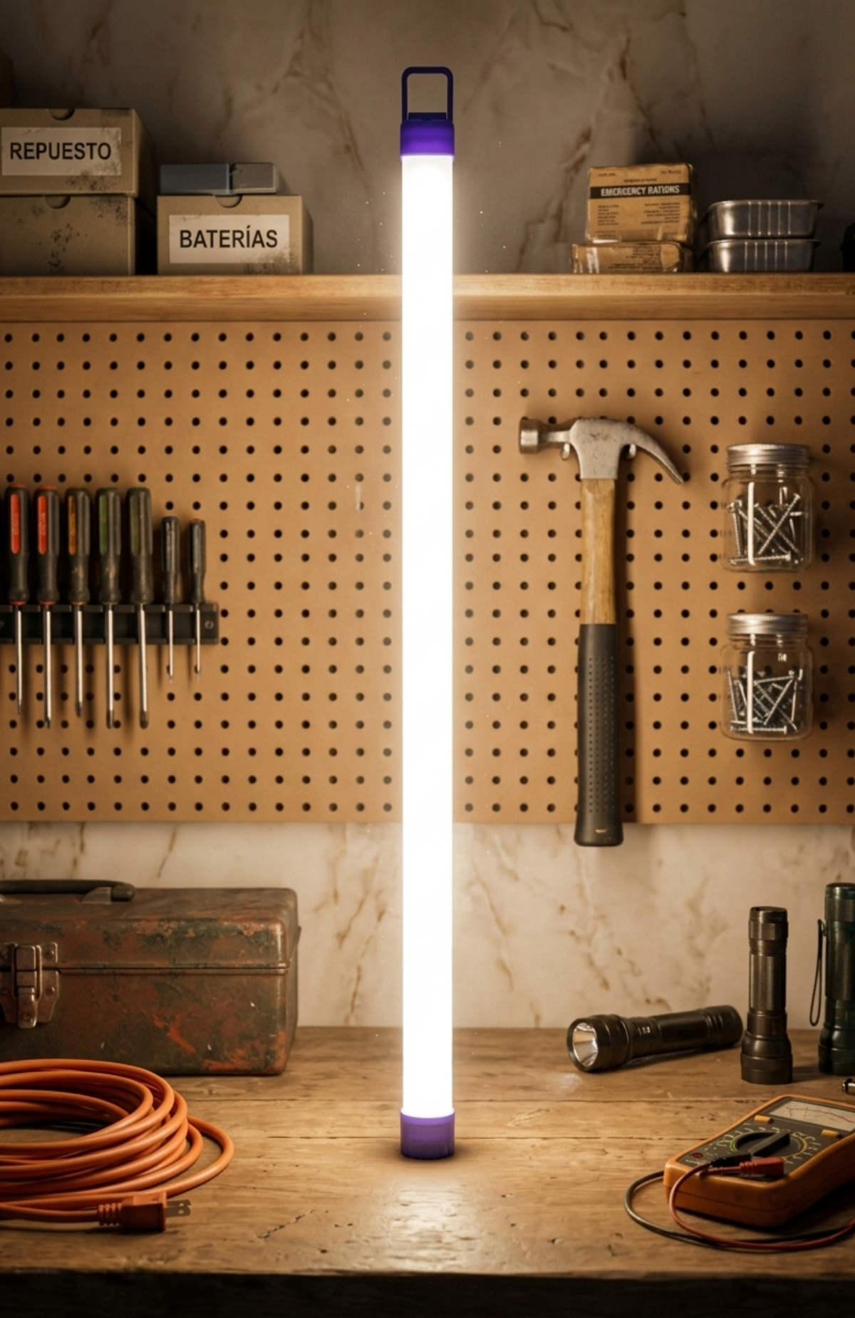 Luz De Emergencia Led Recargable 72cm Tubo Portátil USB