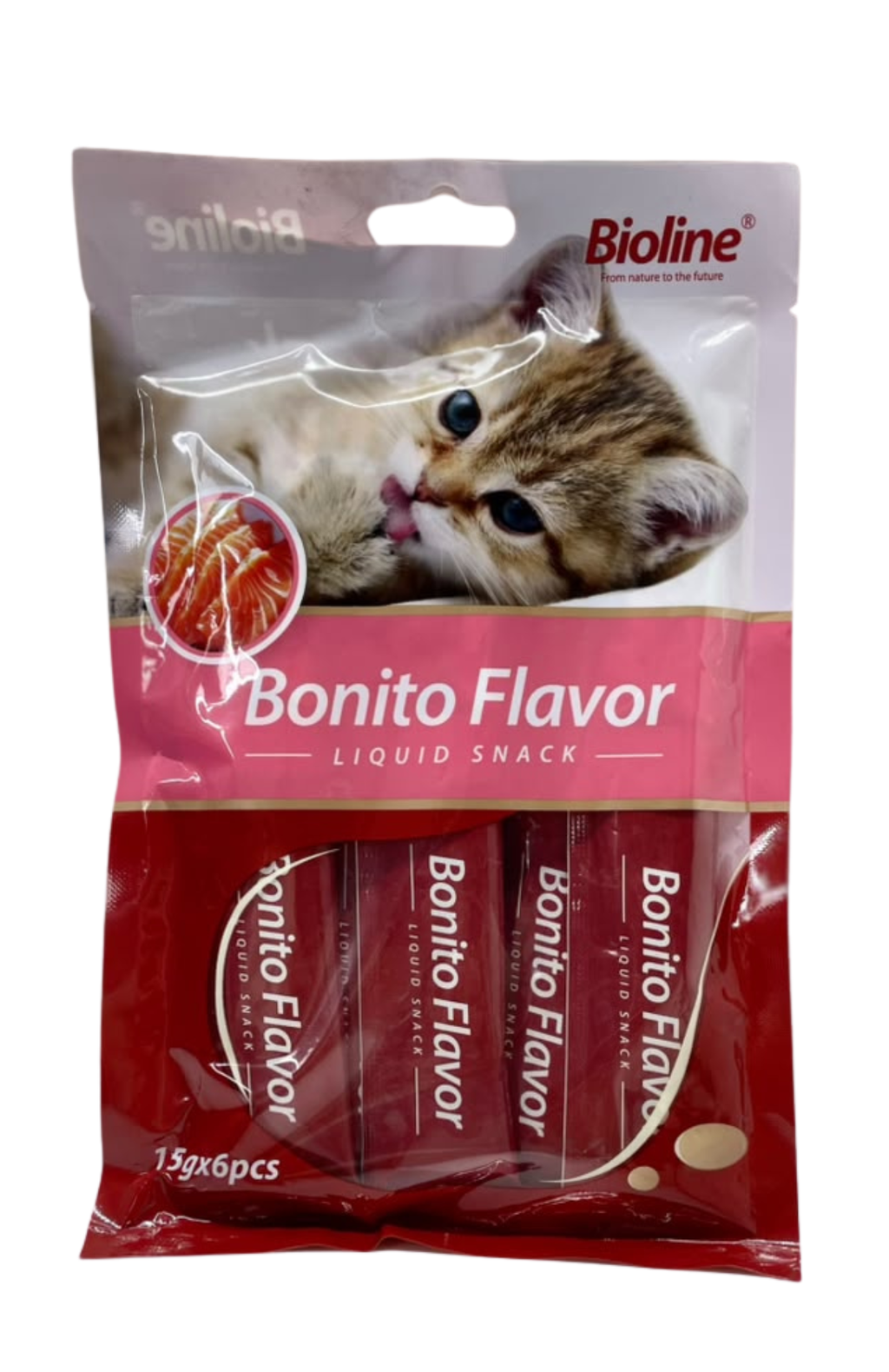 Pack 6 Snack Líquido Gatos Bioline Sabor Bonito (atún) 15 G