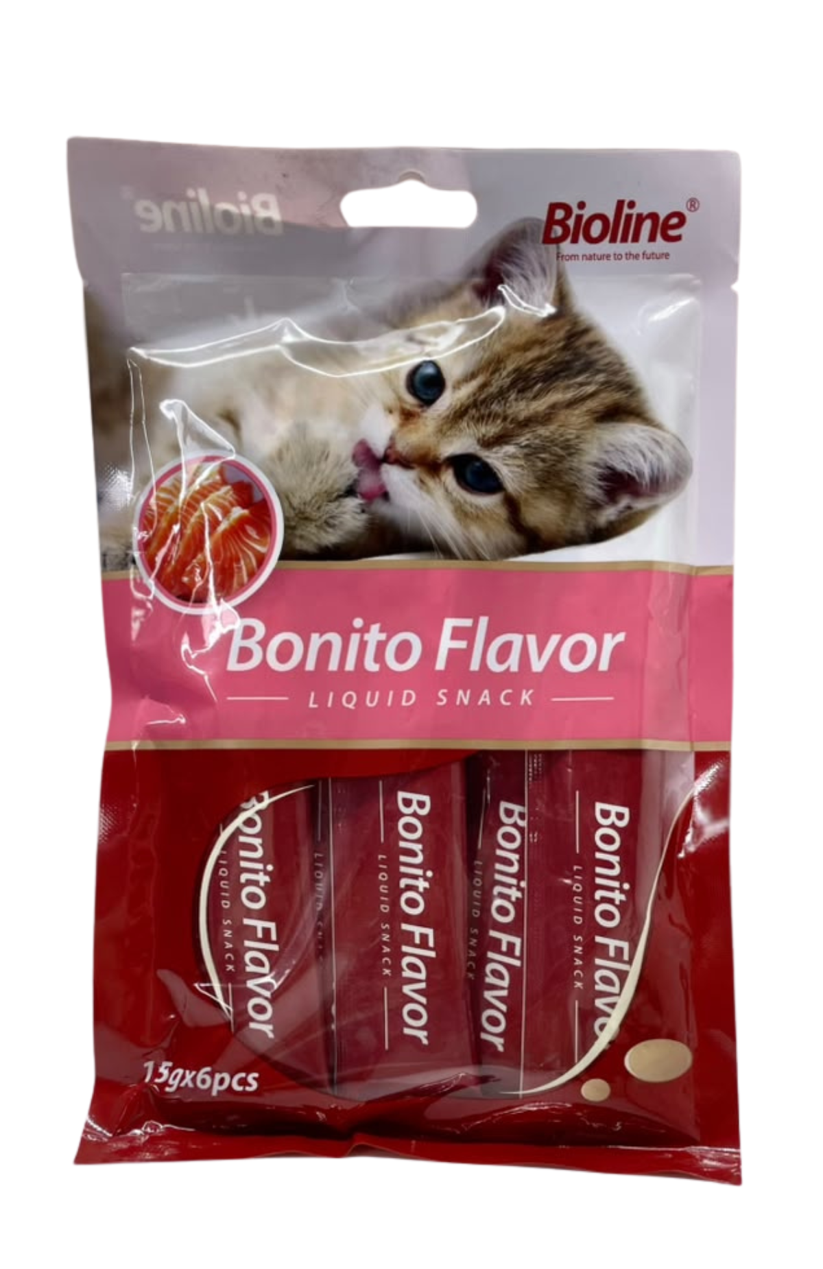 Pack 6 Snack Líquido Gatos Bioline Sabor Bonito (atún) 15 G