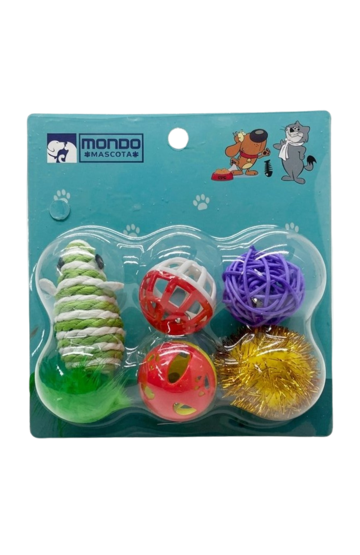 Set 6 Juguetes Para Gatos Pelotas Con Sonido Y Raton