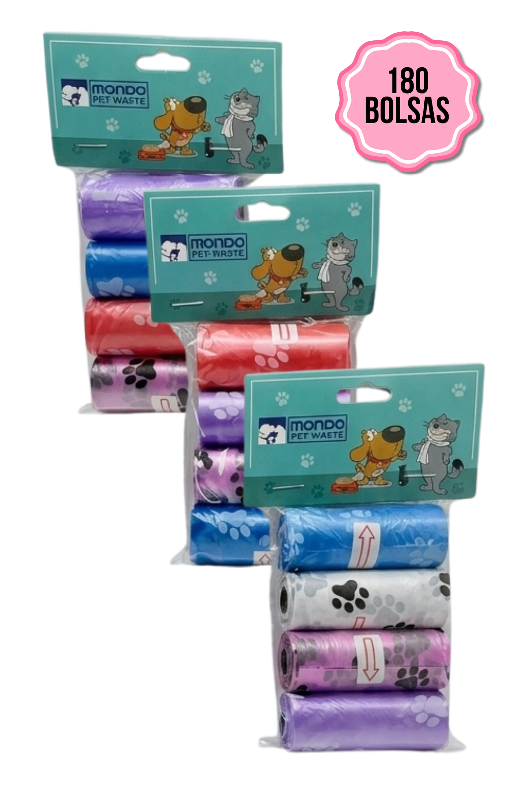 180 Bolsas Plásticas Para Excrementos Mascotas Perros Gatos