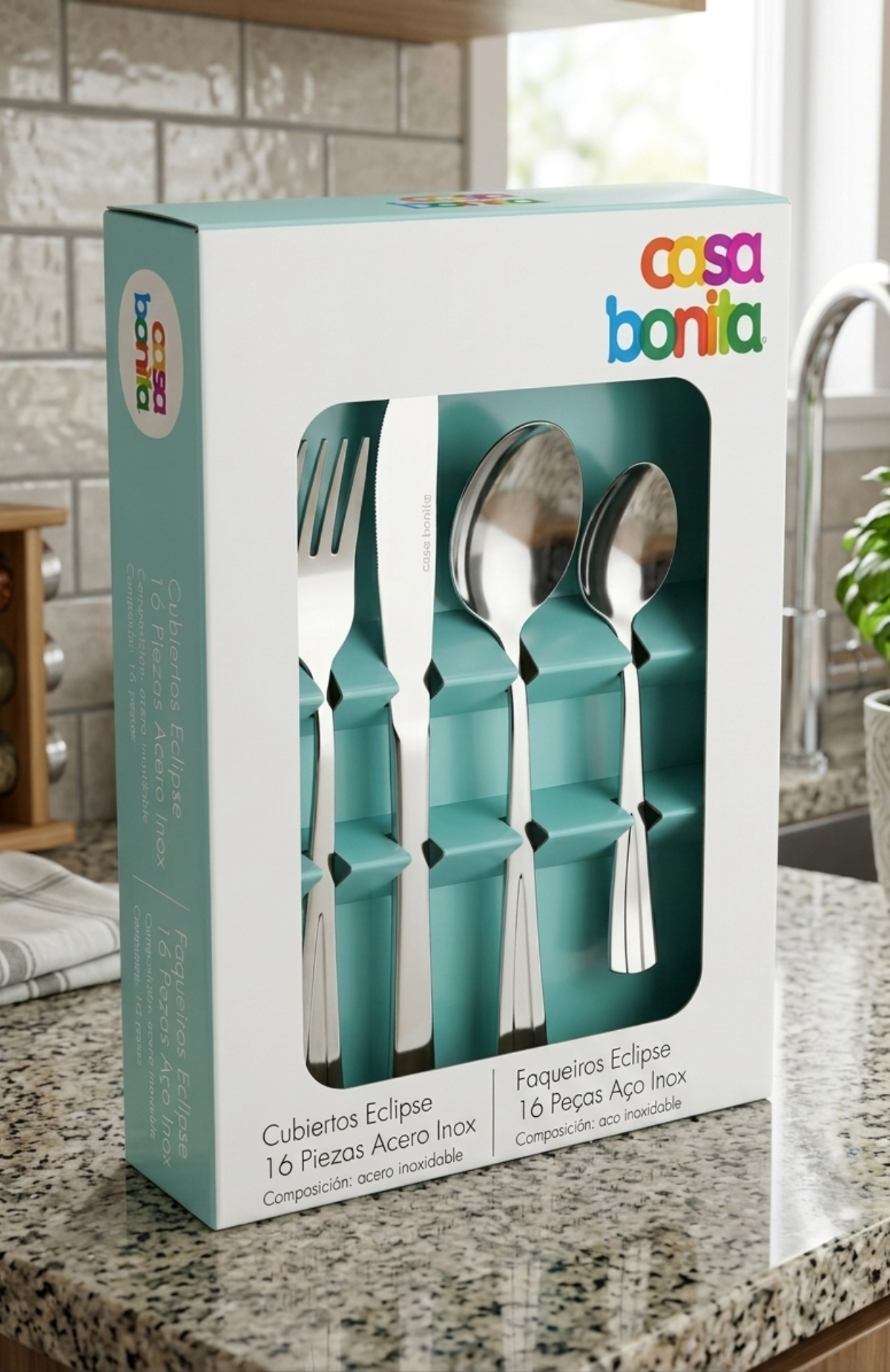 Set De Cubiertos 16 Piezas Acero Inoxidable Casa Bonita