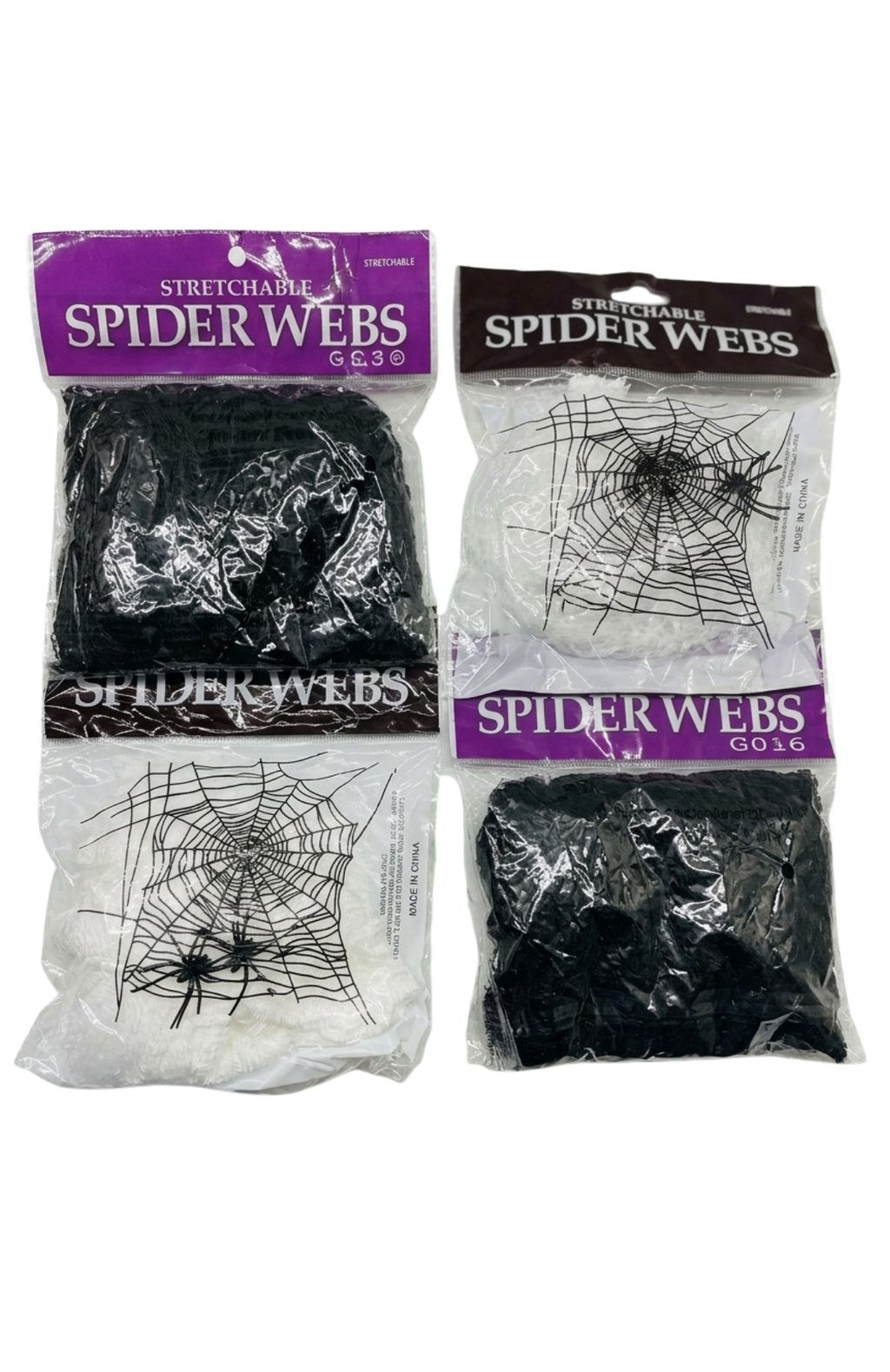 Pack 4 Telarañas Halloween Tela Araña Blanca Negra Cotillón Surtidas