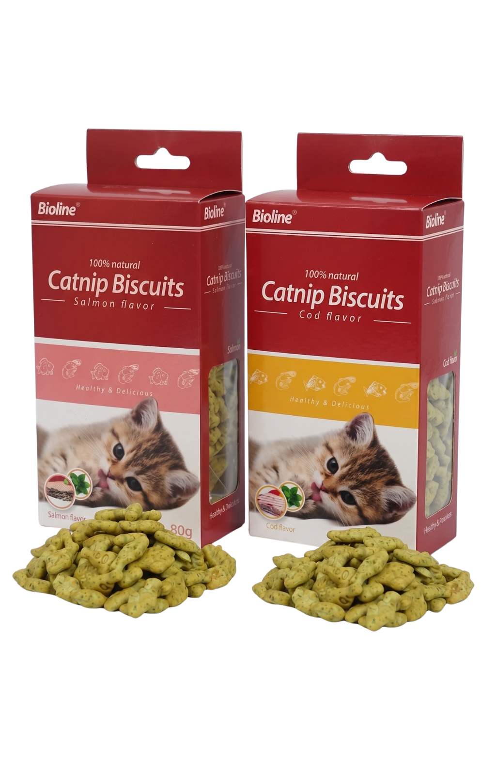 Pack 6 Snack Bioline Gato Con Catnip Y Bacalao / Salmón 80 G