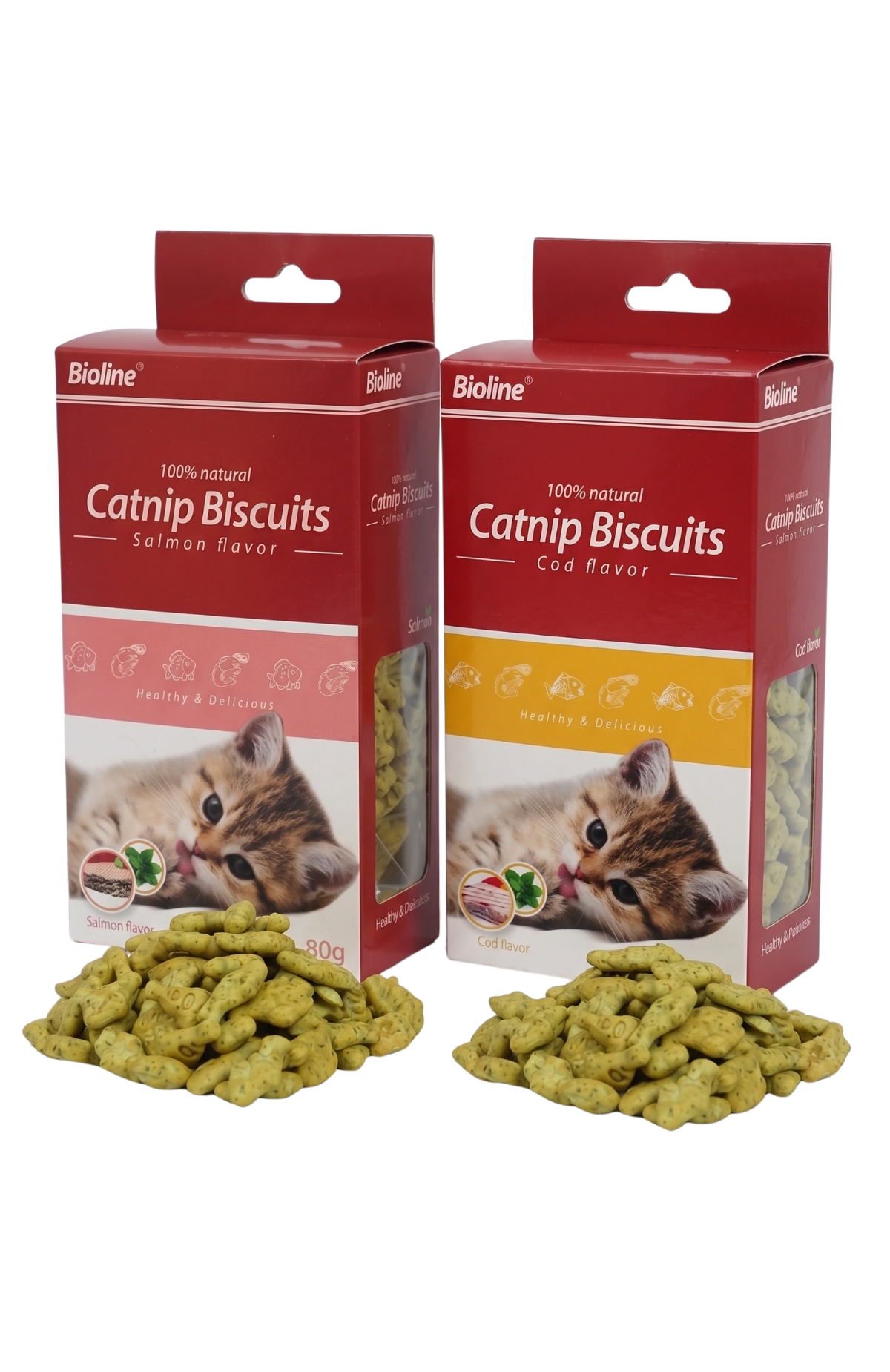 Pack 6 Snack Bioline Gato Con Catnip Y Bacalao / Salmón 80 G
