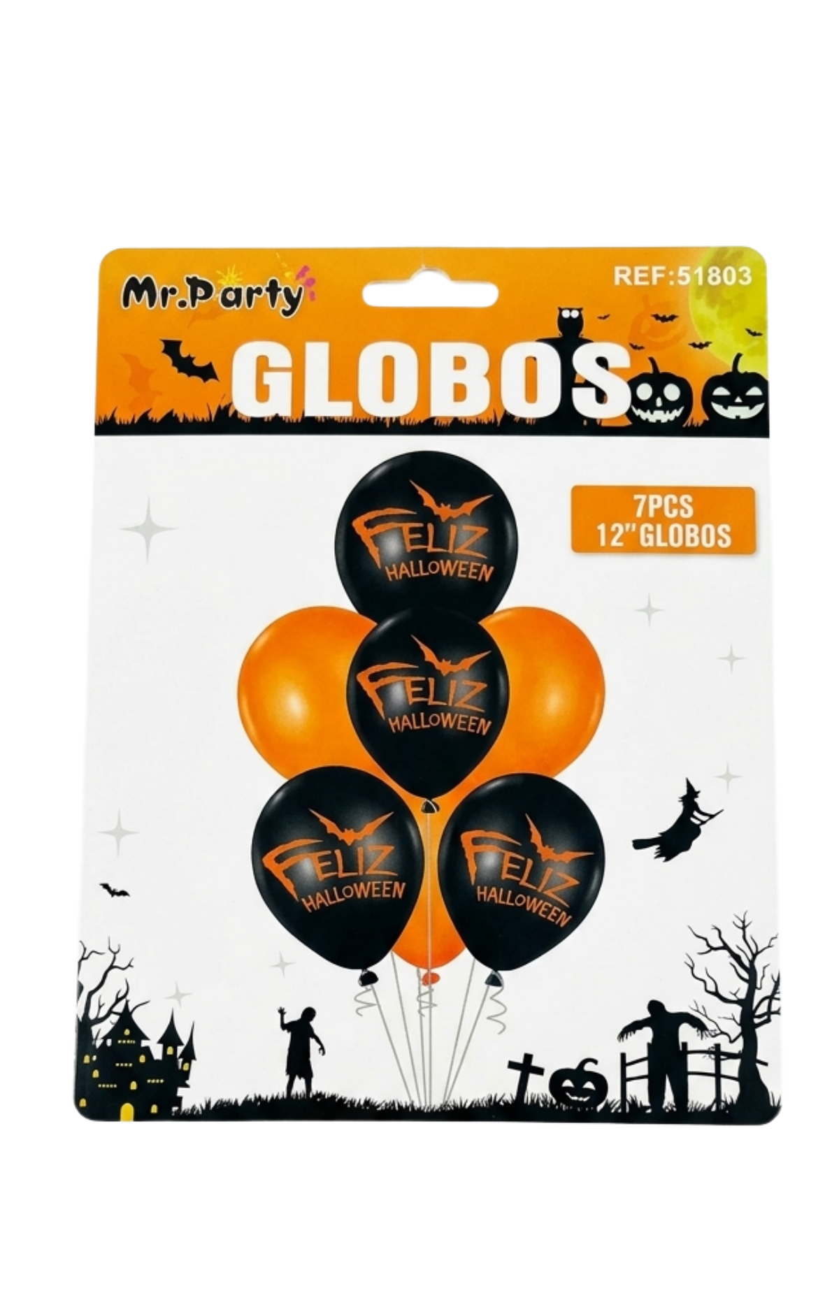 Set 7 Globos De Látex Halloween Feliz Halloween Cotillón