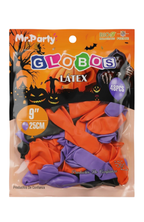 Globos De Látex Halloween Negro Naranja Y Morado 48 Piezas