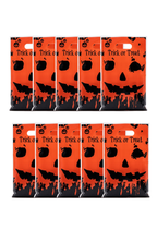Pack 10 Bolsas Para Dulces Halloween Plásticas Con Manilla 16.5x25.5cm (Trick Or Treat)