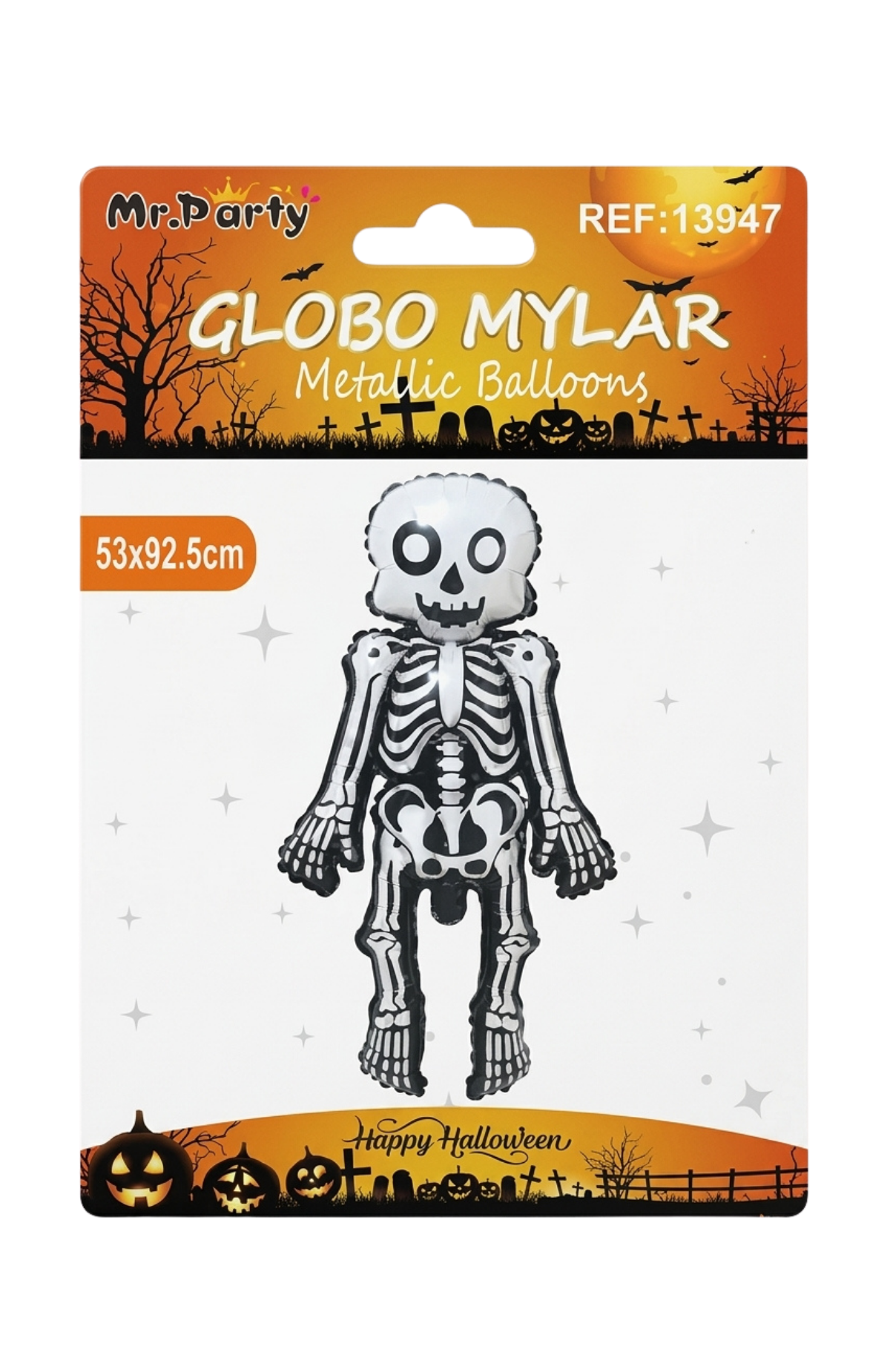 Globo Metalizado Esqueleto Halloween Gigante 53x92cm Decoración