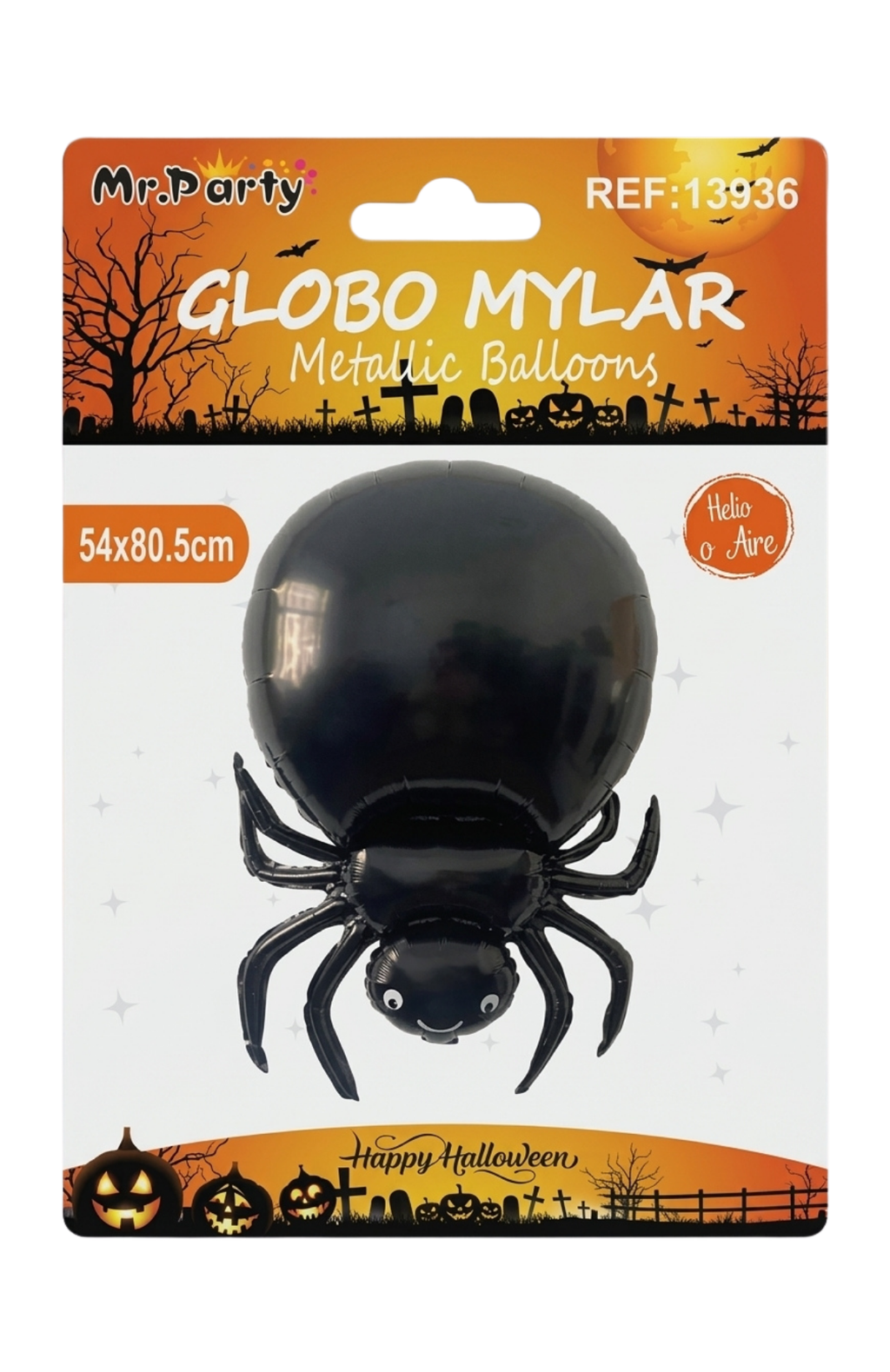 Globo Metalizado Araña Halloween Gigante 54x80cm Decoración