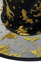 Sombrero De Bruja Negro Con Estampado Dorado Halloween / Fiesta