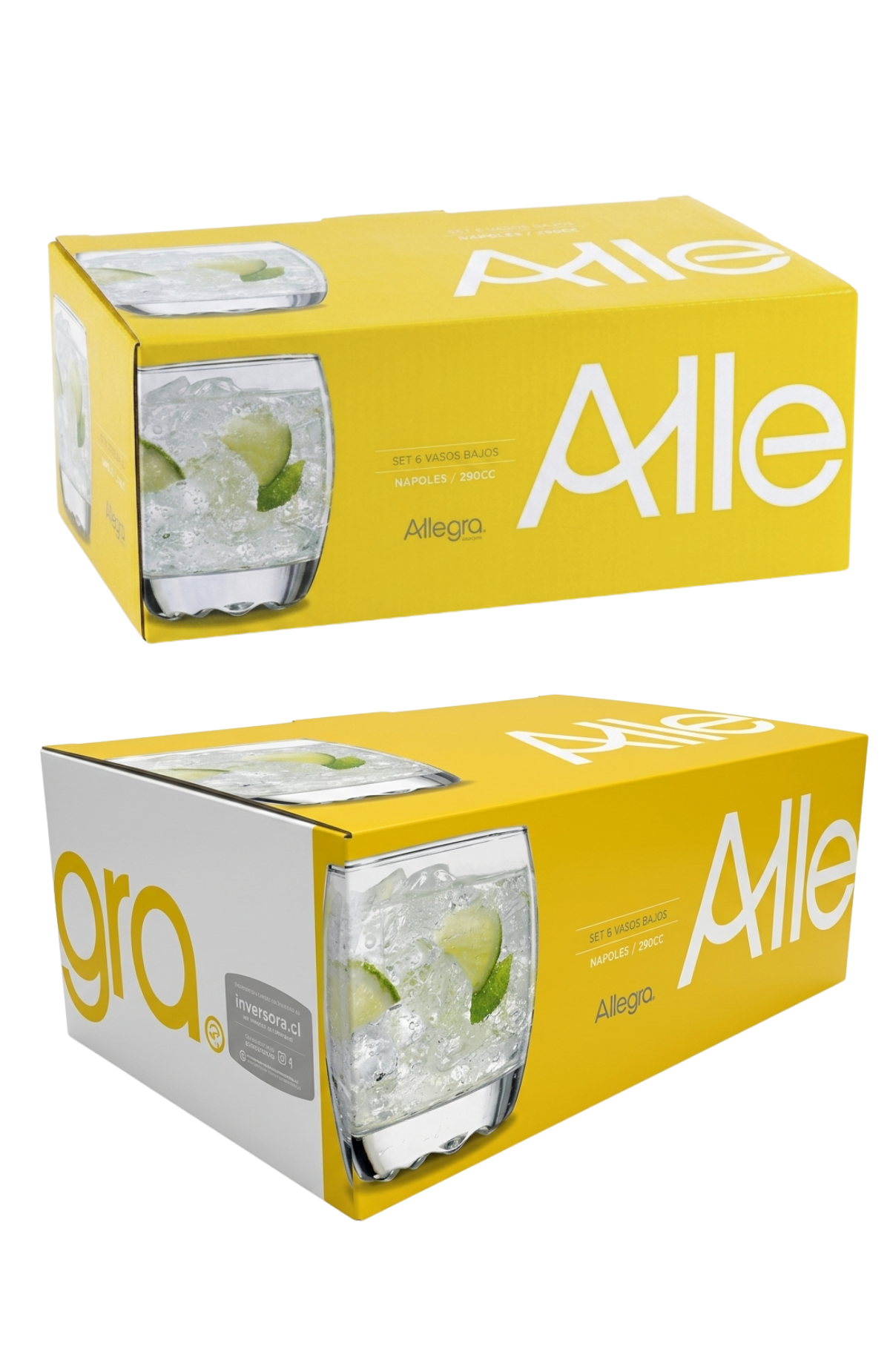 Set De 6 Vasos De Vidrio Bajos Allegra Nápoles 290ml