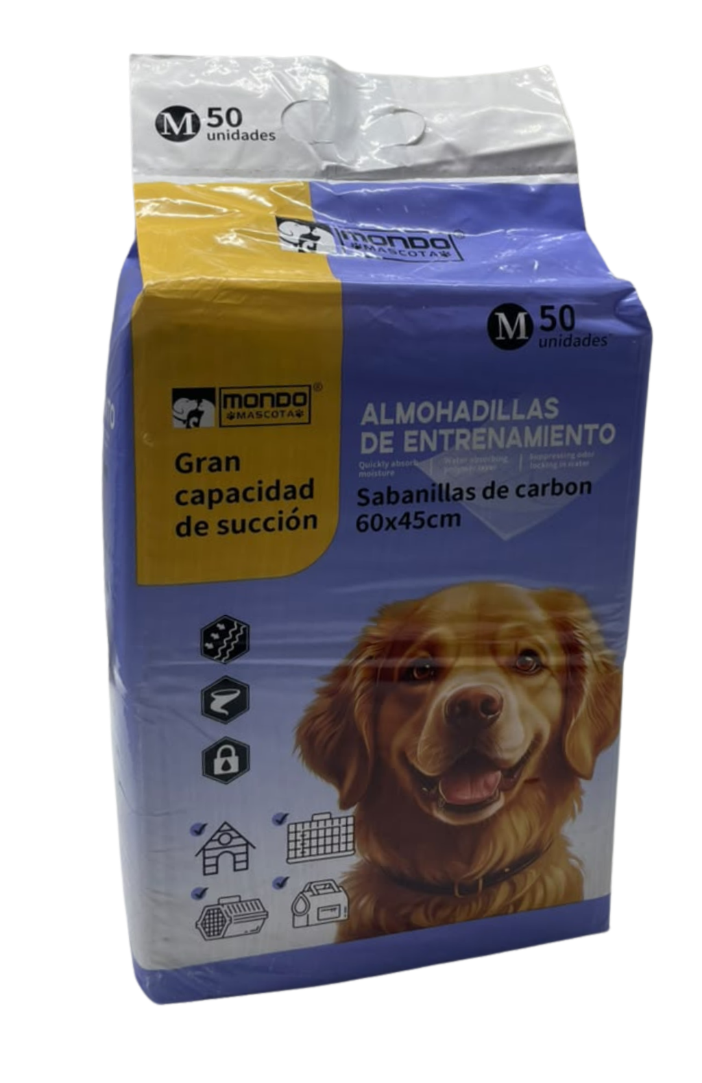 Sabanillas Entrenamiento Carbón Mondo Mascota 60x45cm 50 Pzs