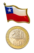 Pack 12 Piochas Pin Bandera Chile Metalica Boton Broche