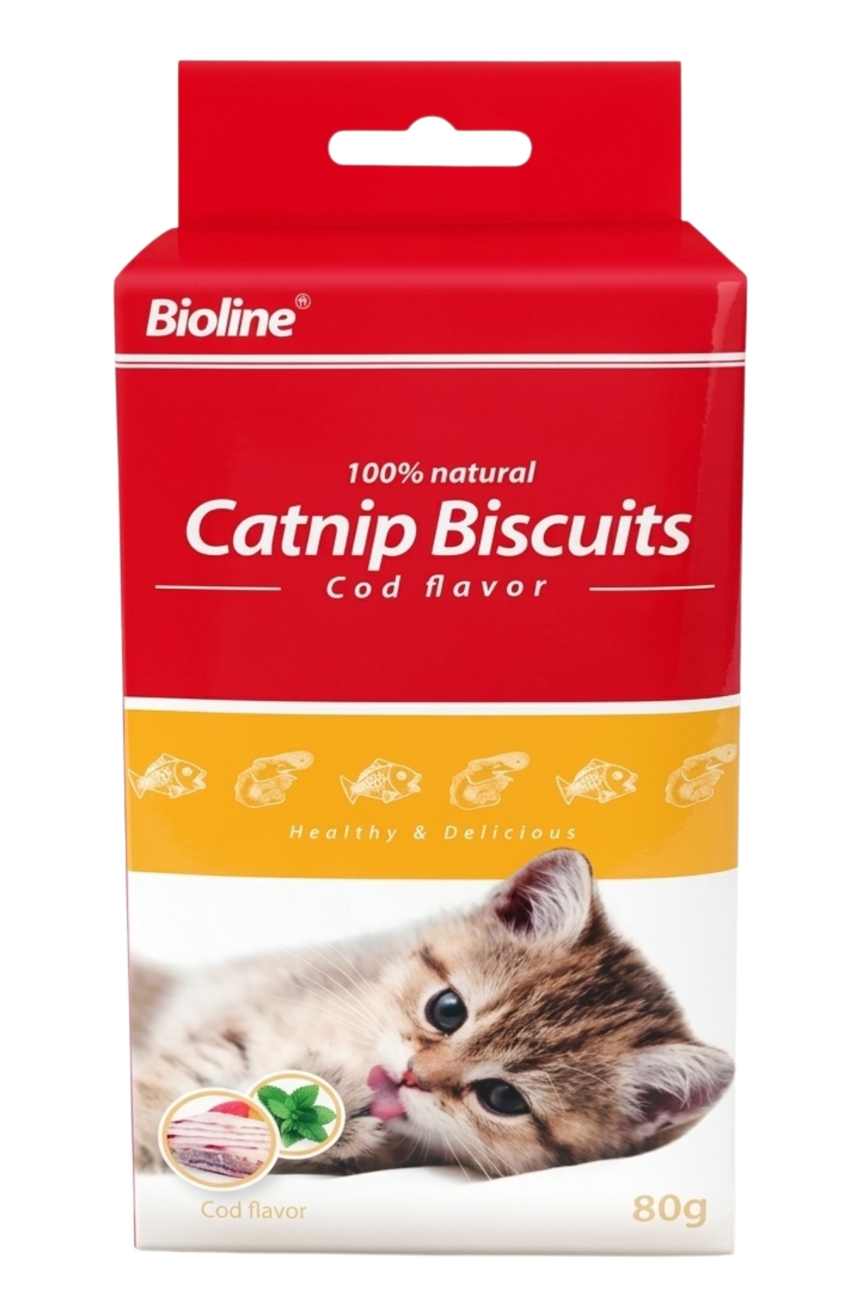 Pack 6 Snack Bioline Para Gato Con Catnip Y Salmón / Bacalao 80 G