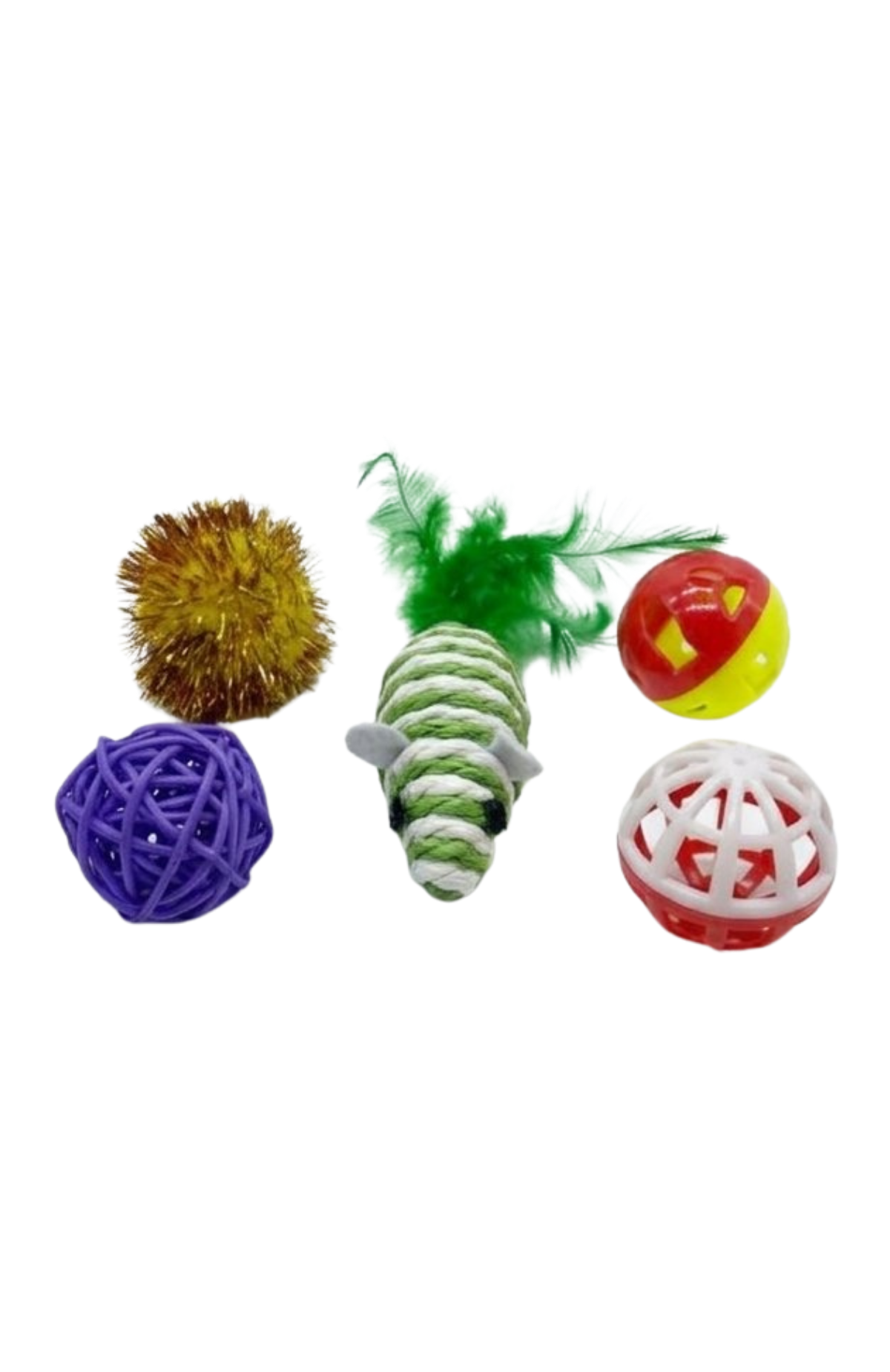 Set 6 Juguetes Para Gatos Pelotas Con Sonido Y Raton