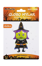 Globo Metalizado Brujita Halloween Gigante 48x99cm Decoración