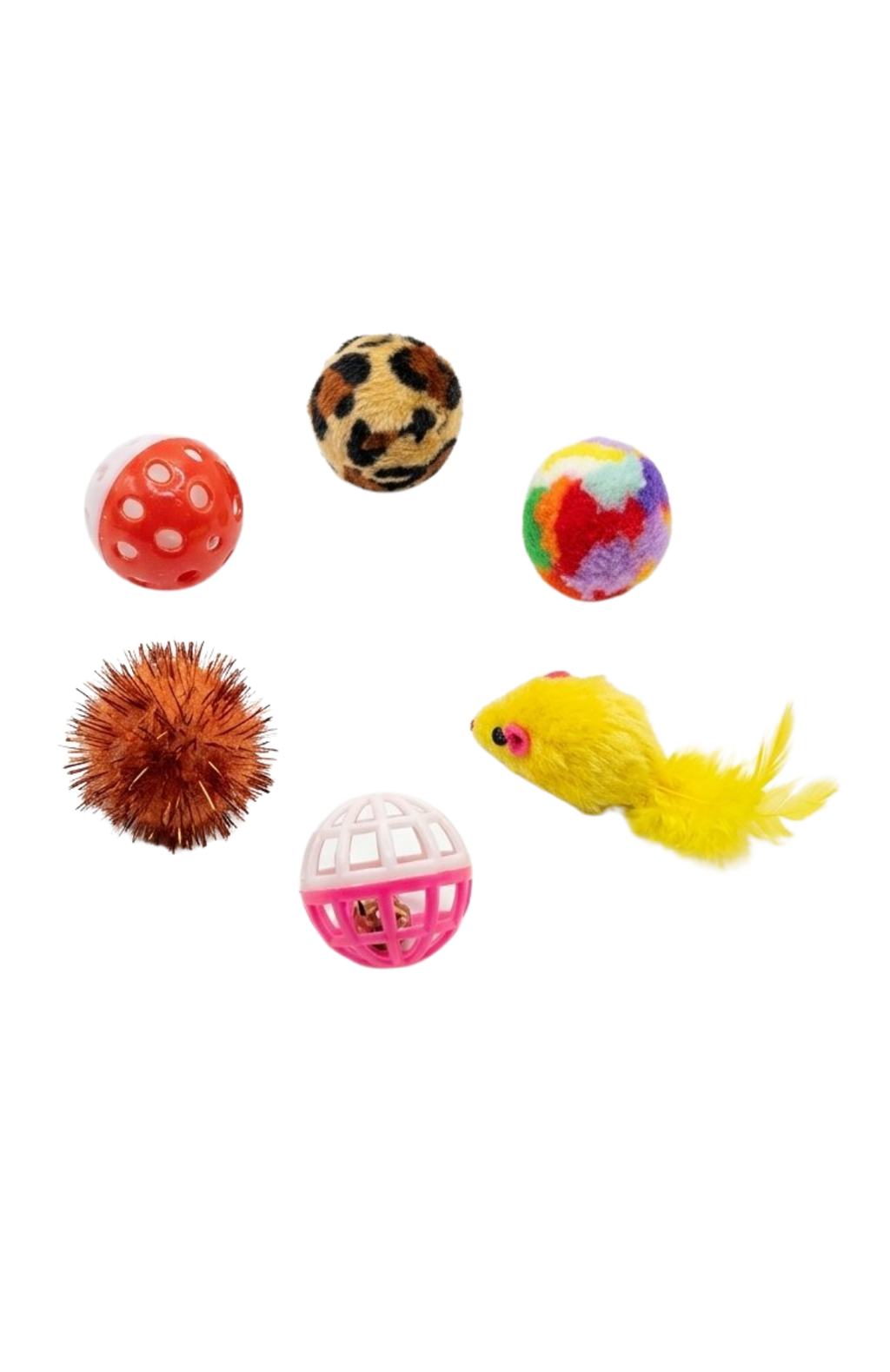 Set 6 Juguetes Para Gato Pelotas Con Cascabel Y Ratón