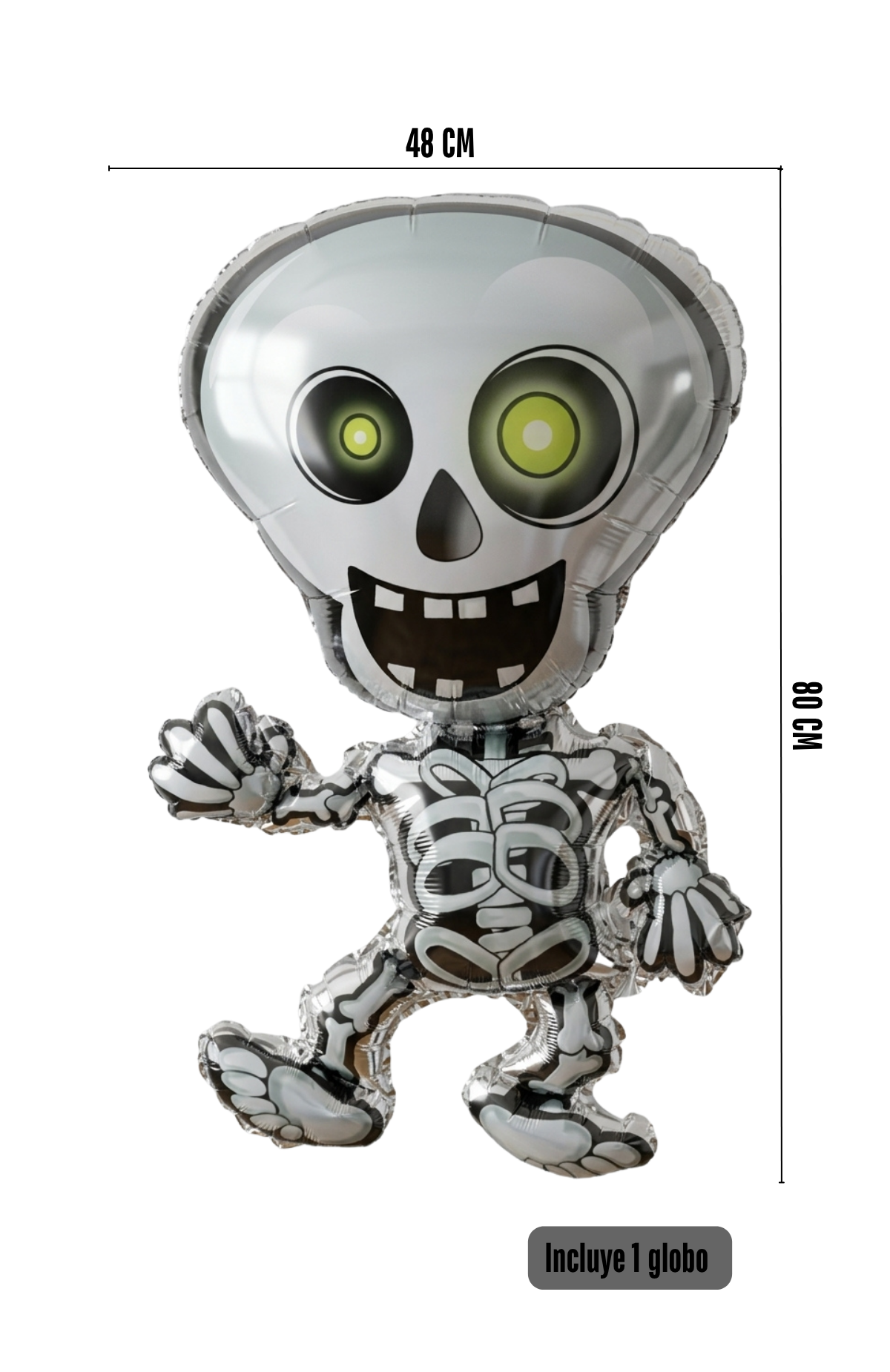 Globo Metalizado Esqueleto Halloween Gigante 48x80cm Decoración