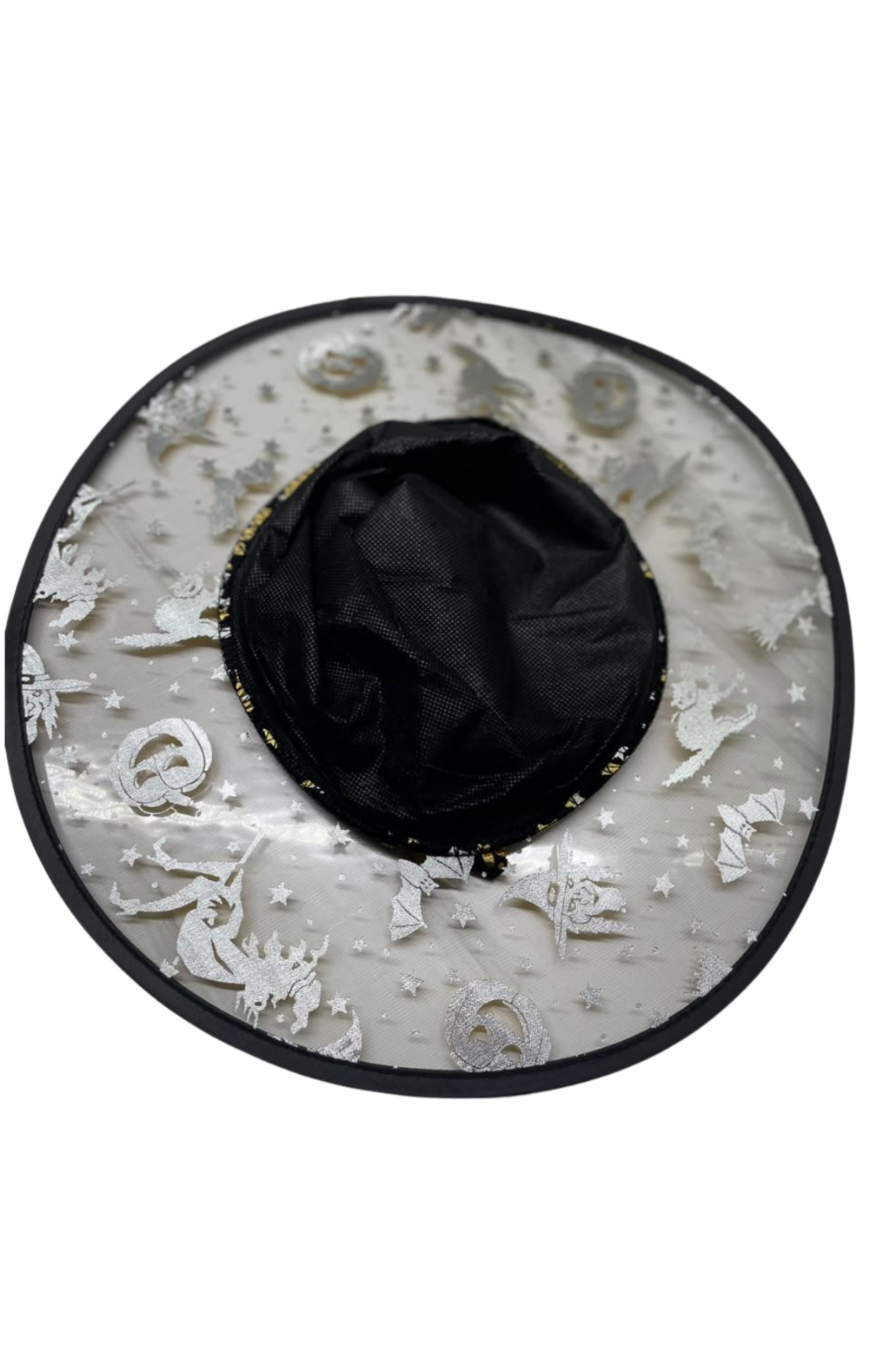 Sombrero De Bruja Negro Con Estampado Dorado Halloween / Fiesta