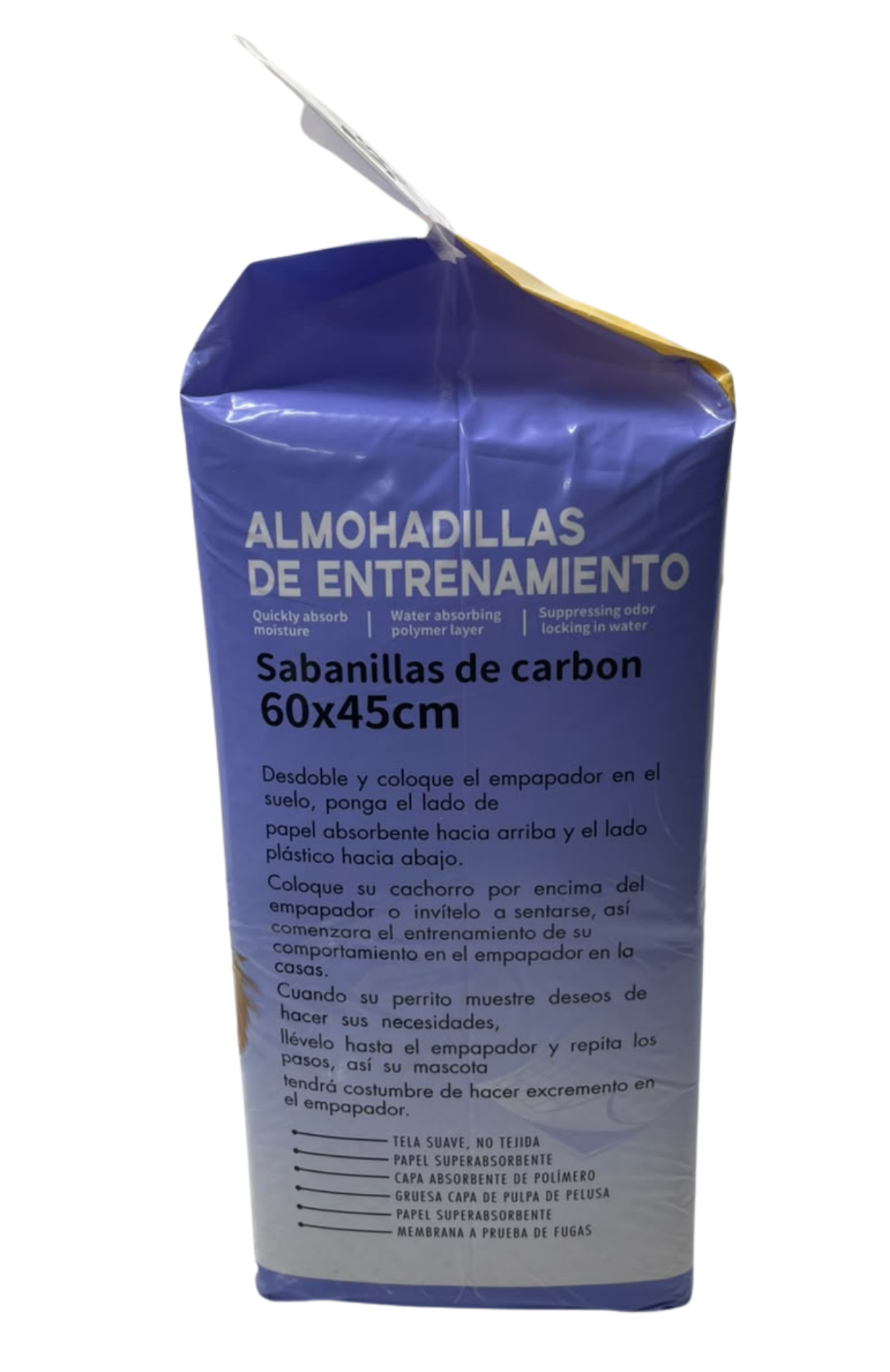 Sabanillas Entrenamiento Carbón Mondo Mascota 60x45cm 50 Pzs