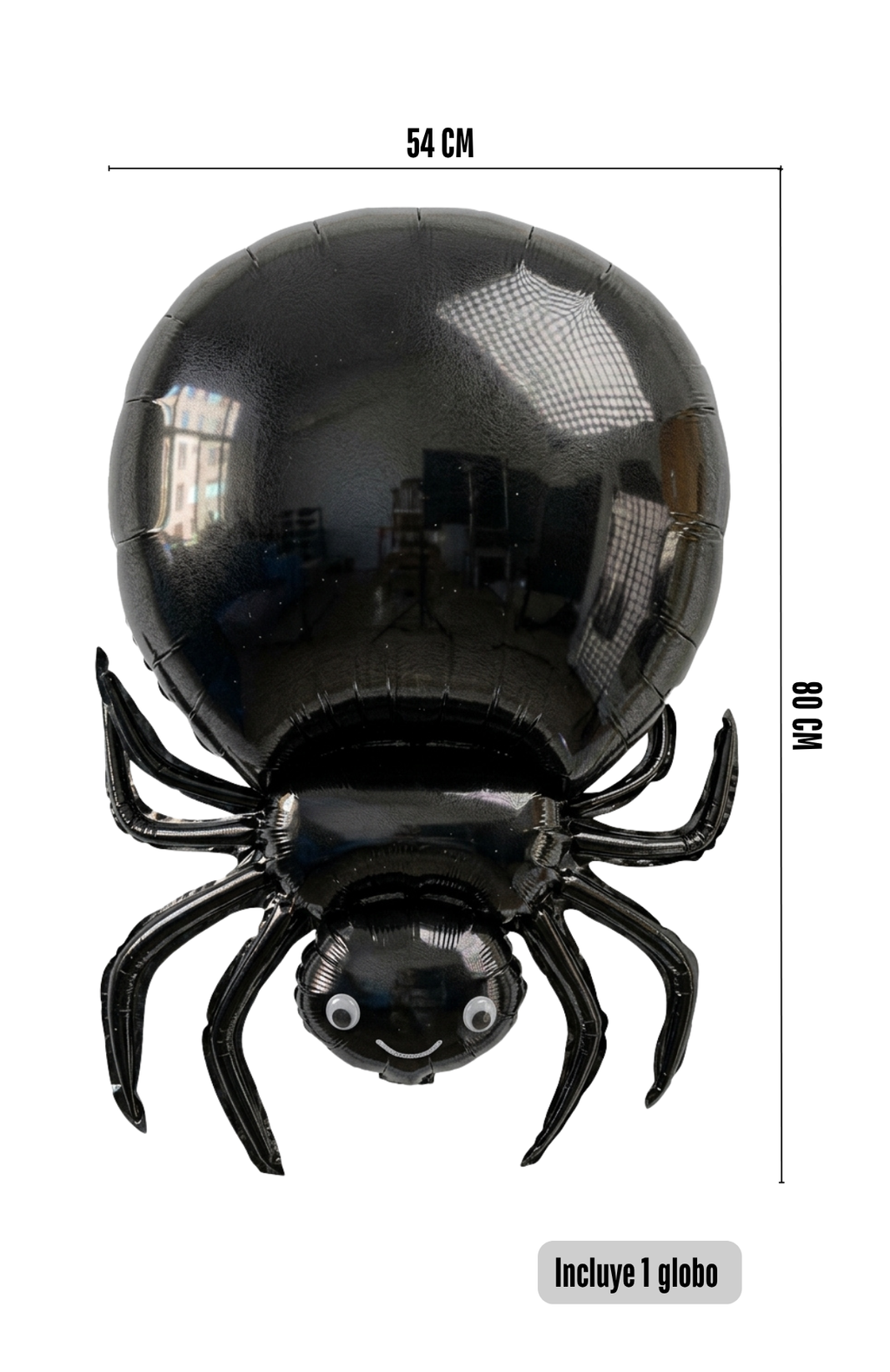 Globo Metalizado Araña Halloween Gigante 54x80cm Decoración