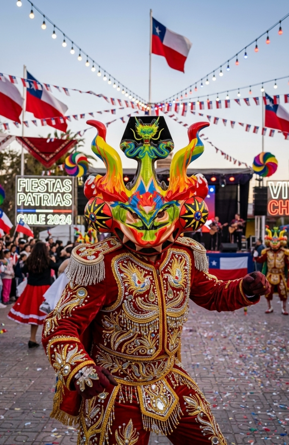 Máscara La Tirana Diablada Traje Tipico Baile Fiestas