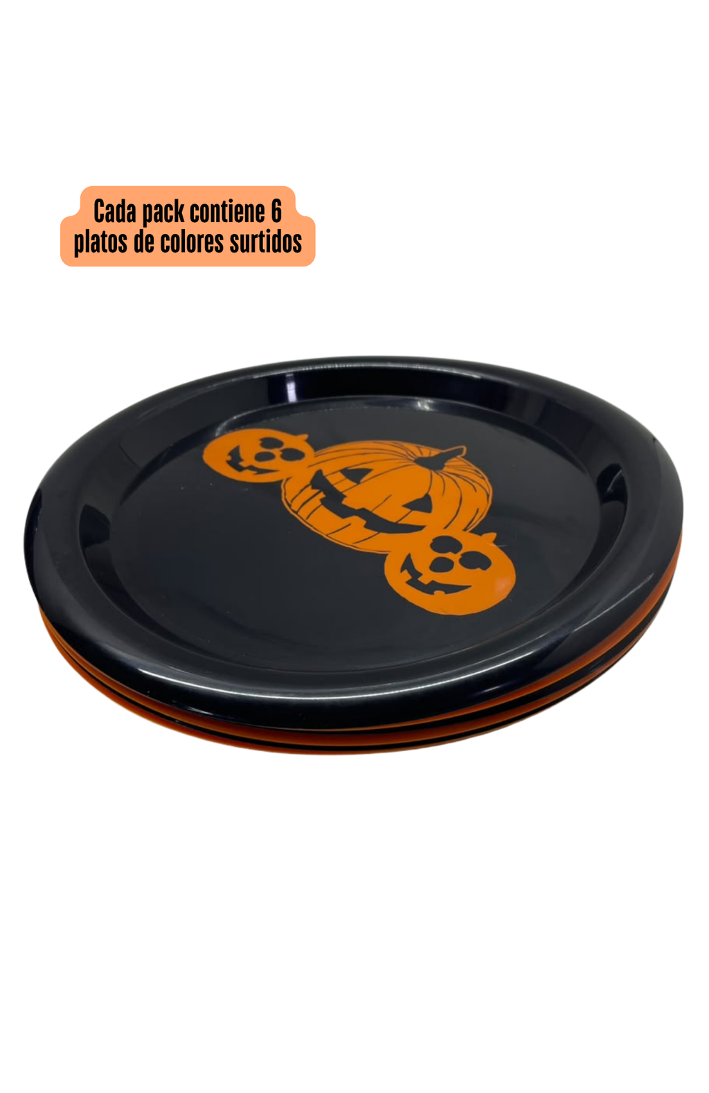 Pack 6 Platos De Plástico Halloween Fiesta Decorativo