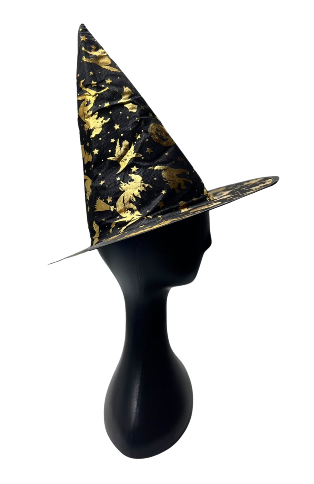 Sombrero De Bruja Negro Con Estampado Dorado Halloween / Fiesta