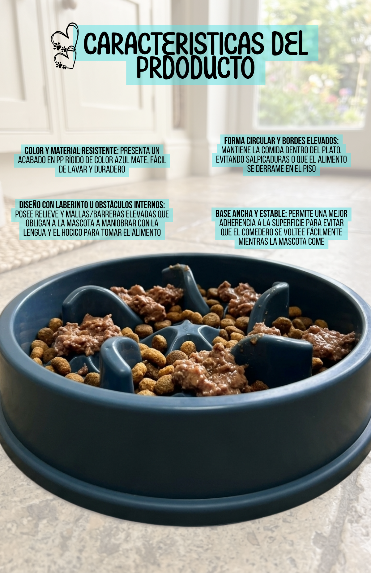 Plato Antiansiedad Estrellitas Comedero Lento Mascotas