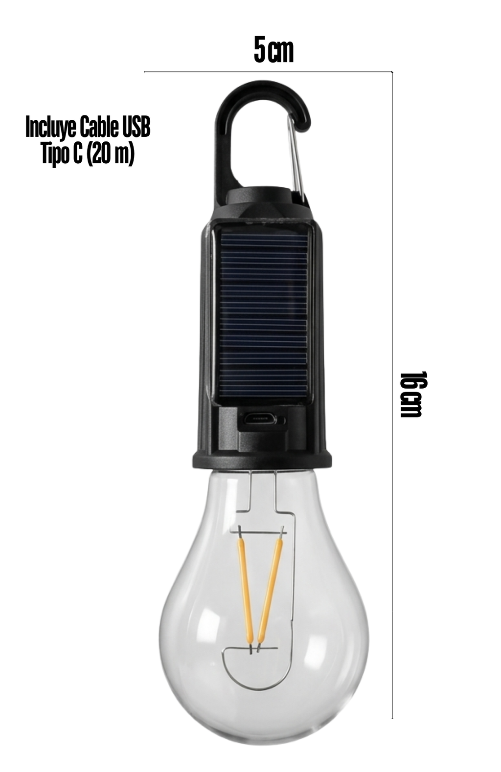 Lámpara Foco Led Colgante Camping Recargable Usb - Solar