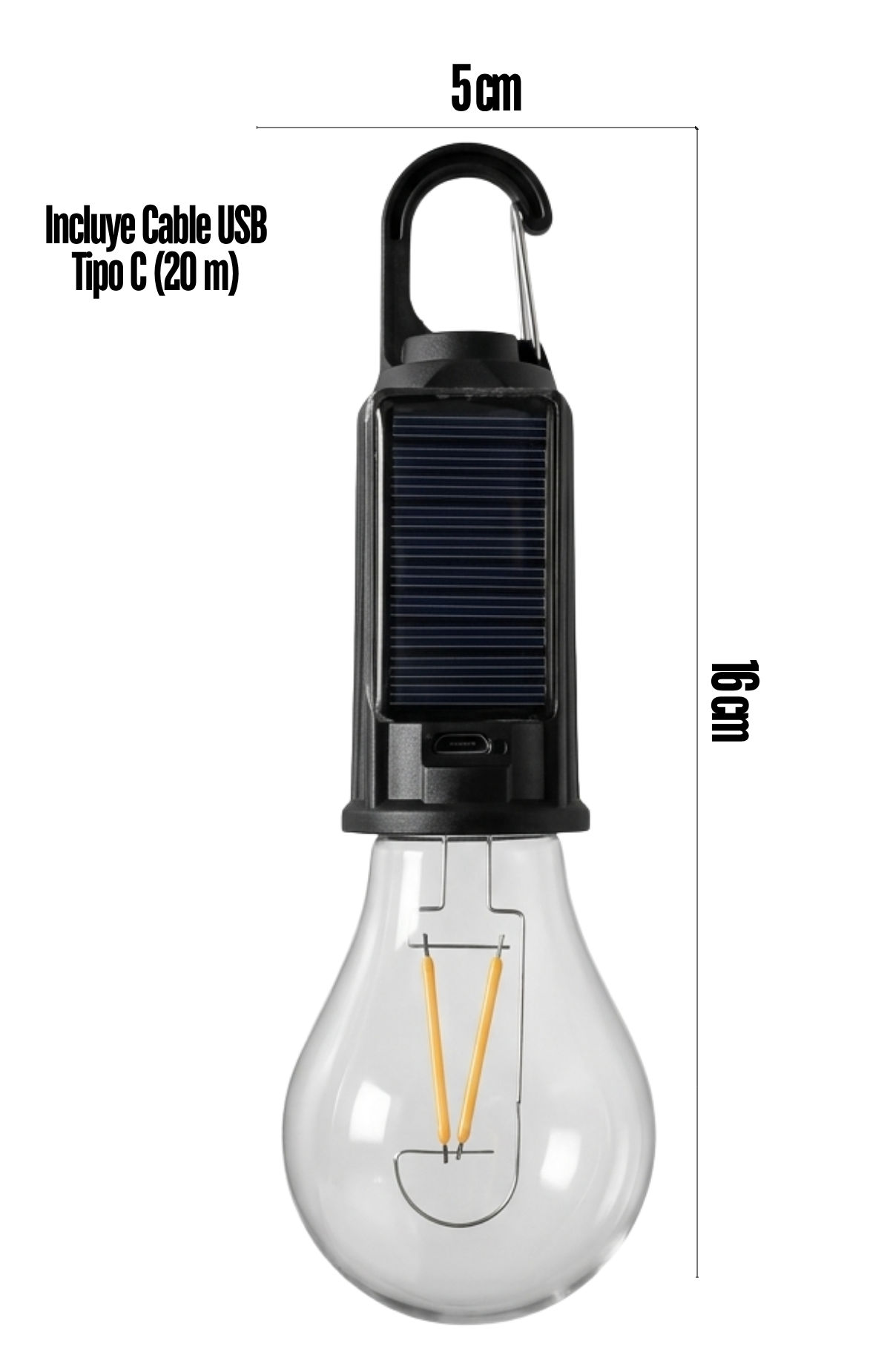 Lámpara Foco Led Colgante Camping Recargable Usb - Solar