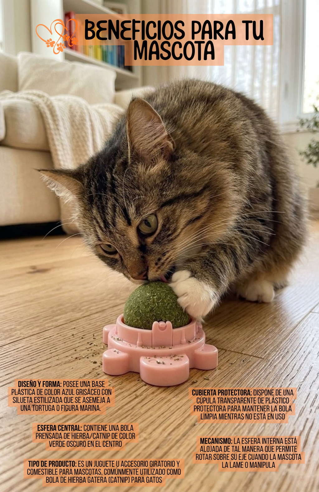 Bola Hierba Gatera Catnip Adhesiva Giratoria Gatos
