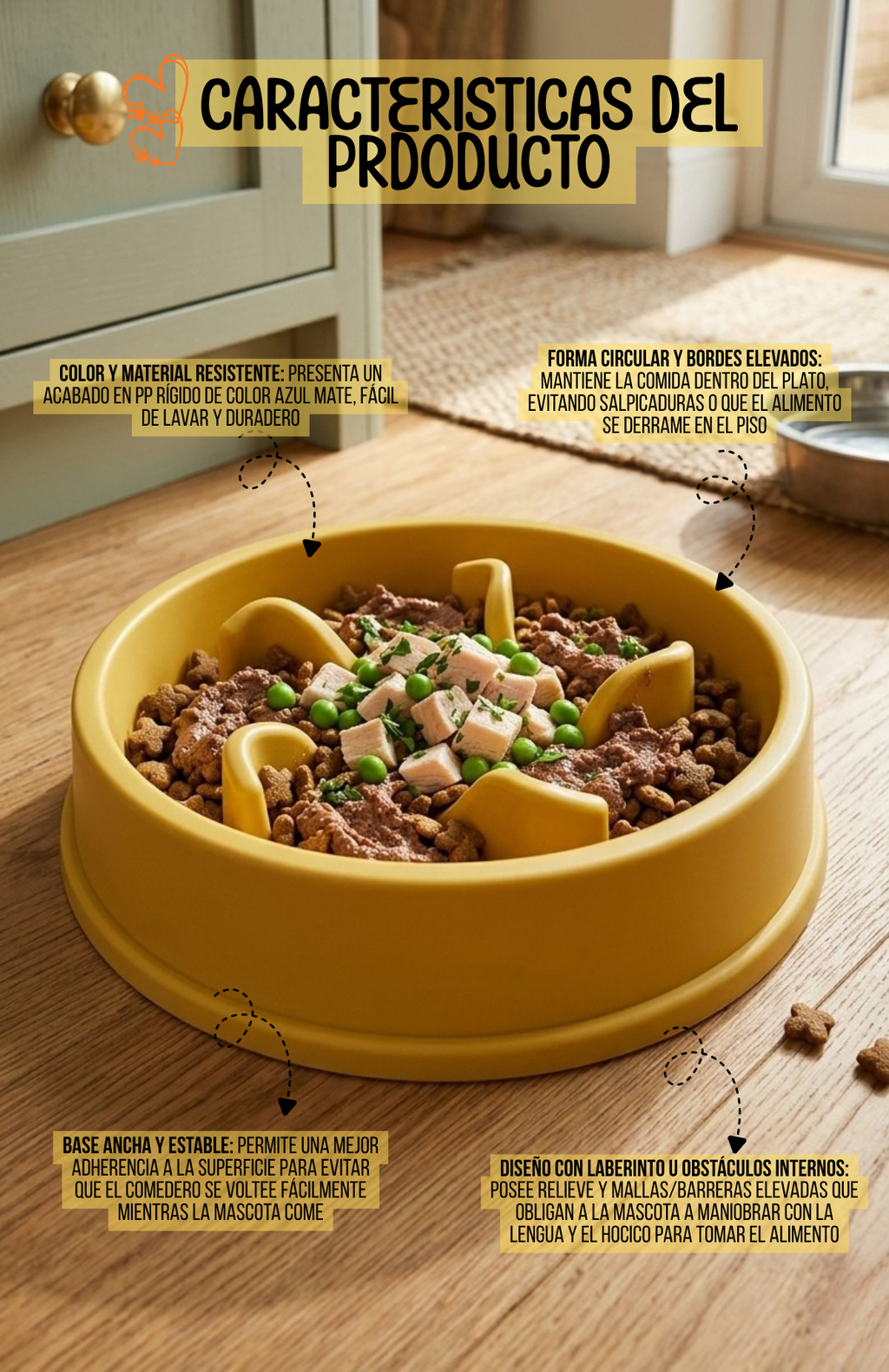 Plato Antiansiedad Estrellitas Comedero Lento Mascotas