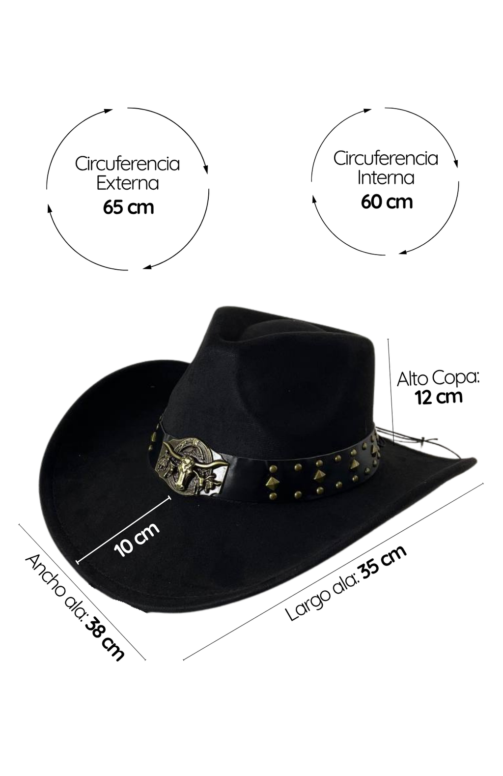 Sombrero Vaquero Estilo Western Texano Adultos Unisex Cowboy
