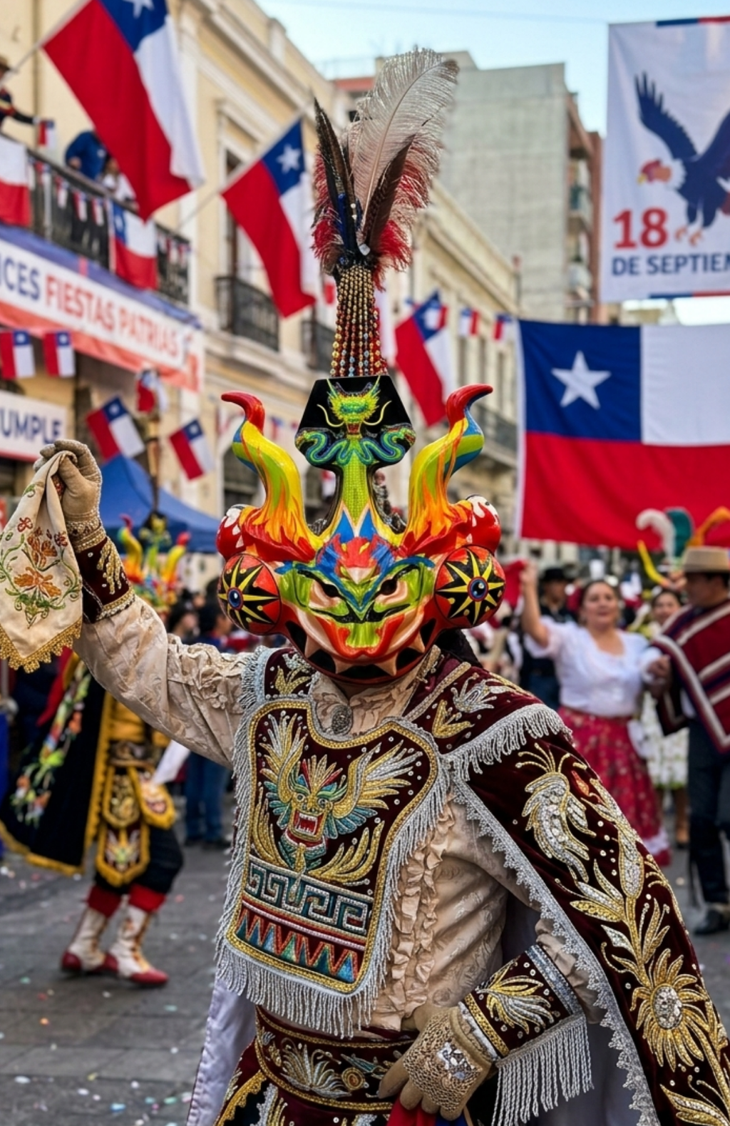 Máscara La Tirana Diablada Traje Tipico Baile Fiestas