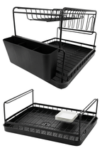 Secaplatos Escurridor De Platos 2 Pisos Simplit Acero Negro