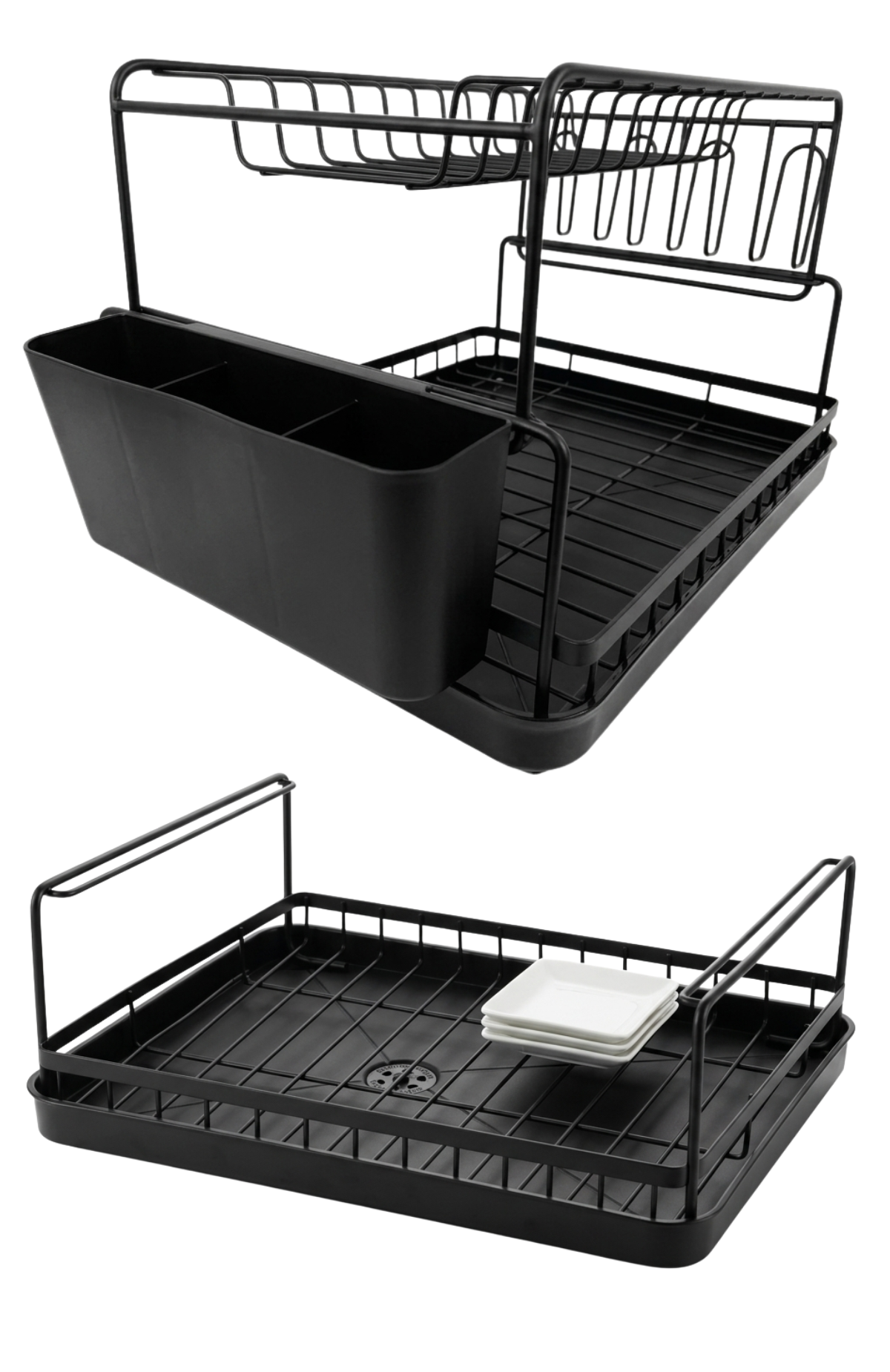 Secaplatos Escurridor De Platos 2 Pisos Simplit Acero Negro