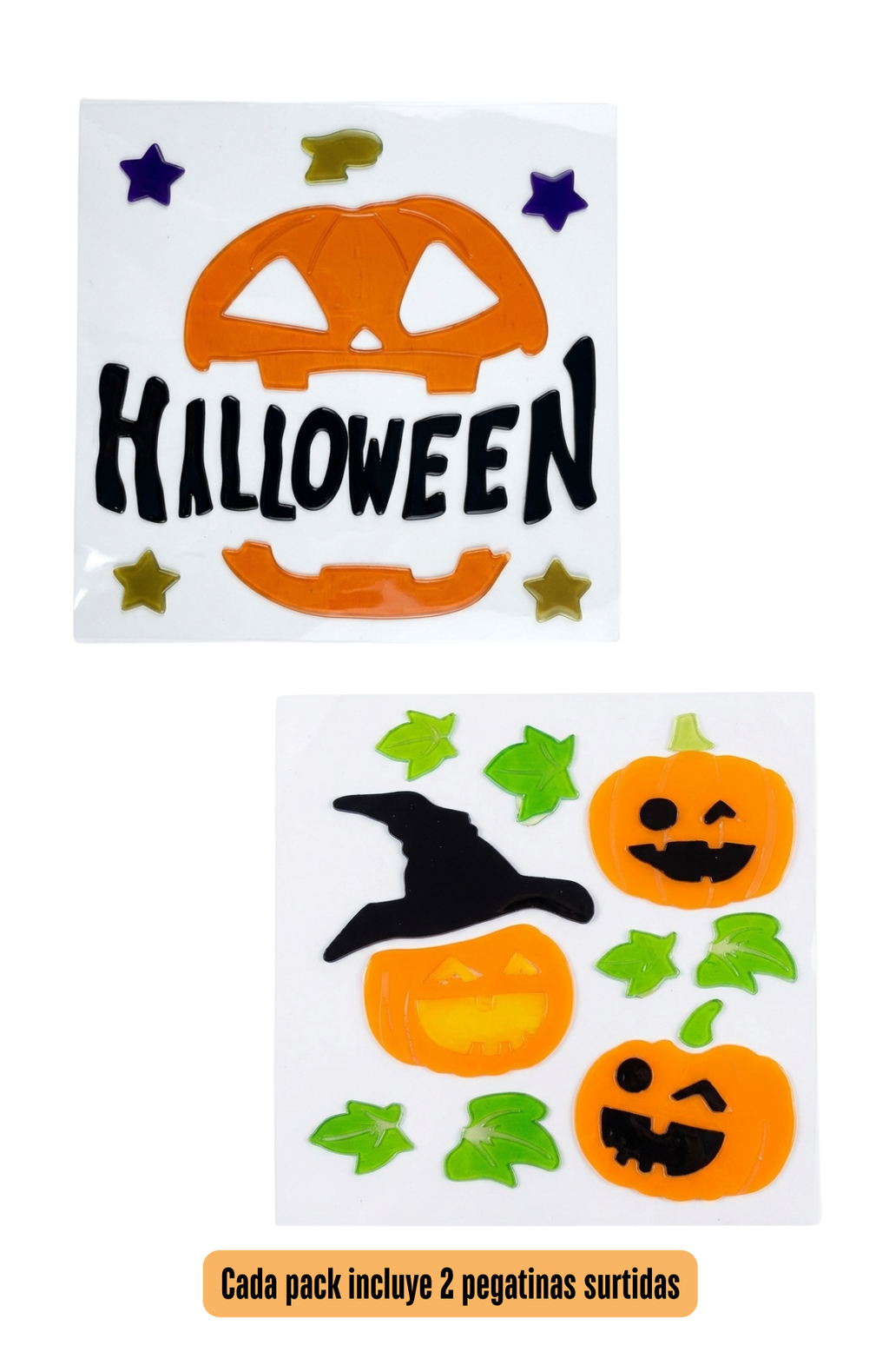 Pack 2 Pegatinas De Ventana Halloween 20.5x20cm Gel Duradero