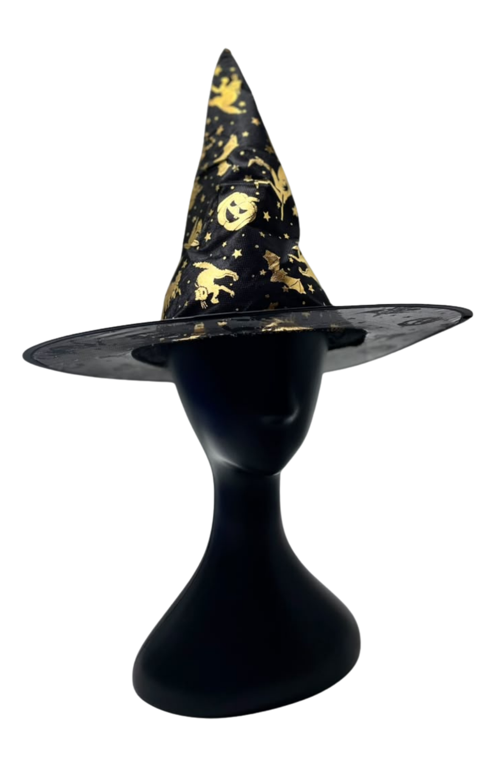 Sombrero De Bruja Negro Con Estampado Dorado Halloween / Fiesta