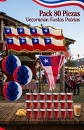Pack 80 Piezas Celebración Dieciochera Fiestas Patrias